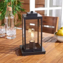 Rinnah 7" Outdoor Table Lamp - PLT7037 - Black - Safavieh -Lighting Store GUEST 041abd1b ccec 4481 843b 2589f3790f86