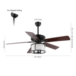 Kristos 3 Light 52" Ceiling Fan - CLF1024 - Black - Safavieh -Lighting Store GUEST 0444616e 30bd 423f a377 dc18519e875e