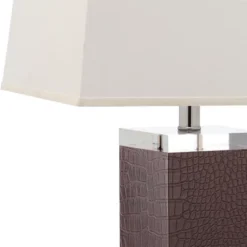 (Set Of 2) 27" Deco Leather Table Lamp Brown (Includes CFL Light Bulb) - Safavieh -Lighting Store GUEST 052ce11f e890 46a2 8b72 37c7e3e4c9b9