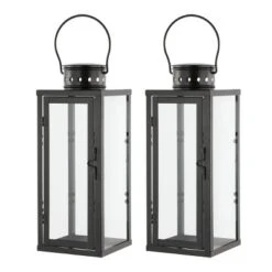 Lorient 17.75" Indoor/Outdoor Lantern (Set Of 2) - PLT4068 - Black - Safavieh -Lighting Store GUEST 058931c1 d056 4914 883d 2d06f5891060 1