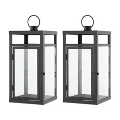 Fraleigh 16" Indoor/Outdoor Lantern (Set Of 2) - PLT4073 - Black - Safavieh -Lighting Store GUEST 112c4ff9 9ba3 4e36 b070 e1a210b13c60