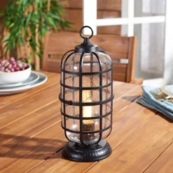 Rigel 6" Outdoor Table Lamp - PLT7033 - Black - Safavieh -Lighting Store GUEST 11e7fb45 ad9f 41b5 bedf a8f26d955e99