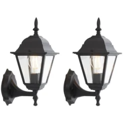 Rhion 8" Outdoor Wall Sconce (Set Of 2) - PLT7026 - Black - Safavieh