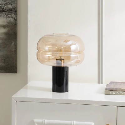 Runa 14" Table Lamp - Amber/Black Marble - Safavieh 4 Runa 14" Table Lamp - Amber/Black Marble - Safavieh - Image 2