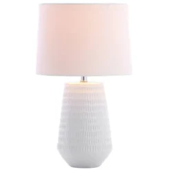 18" Stark Table Lamp White (Includes LED Light Bulb) - Safavieh -Lighting Store GUEST 184df6d2 0126 4f52 b653 ddc1edc4ed53