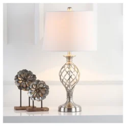 (Set Of 2) 26.8" Lattice Urn Table Lamp Nickel (Includes CFL Light Bulb) - Safavieh -Lighting Store GUEST 1ab8ed99 b126 4f05 a0ff d40e96020a48