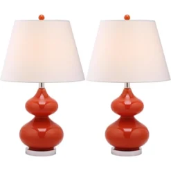Eva Double Gourd Glass Lamp (Set Of 2) - Blood Orange - Safavieh -Lighting Store GUEST 1f44df93 ed54 4bad 9f47 7585bee9d454