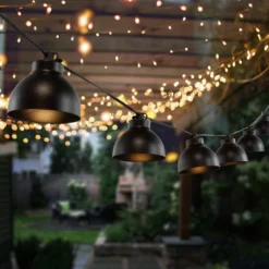 Claudie LED Outdoor String Lights - 120" - 10 Light - PLT4049 - Black - Safavieh -Lighting Store GUEST 207063e1 e896 49f4 baaf 6a3ba5e3f565