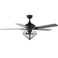Lighting Store 11 Leanne 2 Light 52" Ceiling Fan - CLF1026 - Black - Safavieh