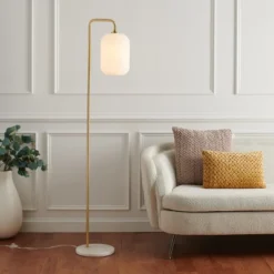 Santina 60" Floor Lamp - FLL7007 - Gold/White Marble - Safavieh -Lighting Store GUEST 2cc5a260 1613 475c 9332 a6ffa6cd5926