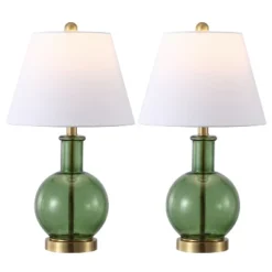 Camelie 22" Table Lamp (Set Of 2) - TBL4622 - Green/Brass - Safavieh