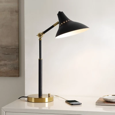 Author Table Lamp W/ USB Port - 23 Inch Height - TBL4488 - Black/Brass - Safavieh 5 Author Table Lamp W/ USB Port - 23 Inch Height - TBL4488 - Black/Brass - Safavieh - Image 3