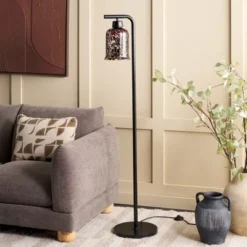 Nezara 58" Floor Lamp - FLL3010 - Black/Brown Tortoise - Safavieh -Lighting Store GUEST 34864b24 9870 4de7 80bd 7114c5ed1416