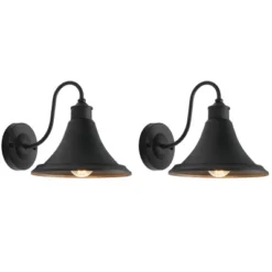 Graylyn 9" Outdoor Wall Sconce (Set Of 2) - PLT7016 - Black - Safavieh