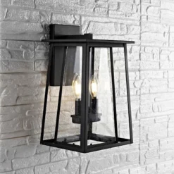 Velza Outdoor Wall Lantern - PLT4005 - Clear/Black - Safavieh -Lighting Store GUEST 37da6c59 2ba2 415c 8aa6 8f13e8bc5fff