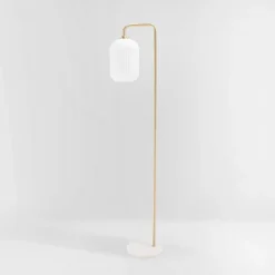 Santina 60" Floor Lamp - FLL7007 - Gold/White Marble - Safavieh
