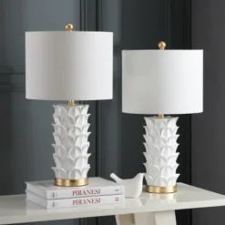 Nico Table Lamp (Set Of 2) - 25 Inch Height - TBL4116 - White/Gold - Safavieh