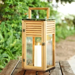Alenna 21.25" Indoor/Outdoor Lantern - PLT4079 - Light Brown - Safavieh