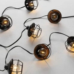Agitha LED Outdoor String Lights - 120" - 10 Light - PLT4051 - Black - Safavieh