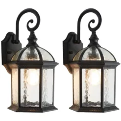 Falyn 8" Outdoor Wall Sconce (Set Of 2) - PLT7004 - Black - Safavieh