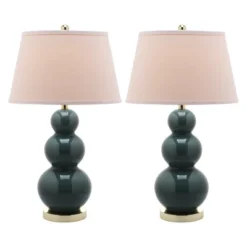 (Set Of 2) 28" Pamela Triple Gourd Ceramic Lamp Marine Blue (Includes CFL Light Bulb) - Safavieh -Lighting Store GUEST 627cf649 ad91 4c52 9e26 547dd47d3138