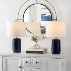 Huxley Table Lamp (Set Of 2) - 22 Inch Height - TBL4354 - Navy Blue - Safavieh -Lighting Store GUEST 6346dca5 5e5b 4b04 9656 46863819ff85