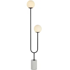 Leif Iron & Marble Floor Lamp - Black/White - Safavieh