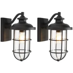 Adelle 8.5" Outdoor Sconce (Set Of 2) - PLT7012 - Black - Safavieh