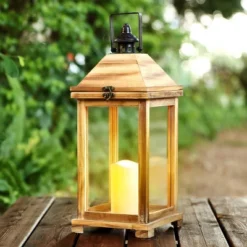 Elida 18.25" Indoor/Outdoor Lantern - PLT4081 - Light Brown - Safavieh -Lighting Store GUEST 6ad2211f eb46 4a6b 98a6 1d36cf361c16