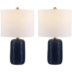 Huxley Table Lamp (Set Of 2) - 22 Inch Height - TBL4354 - Navy Blue - Safavieh