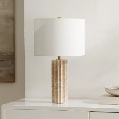 Remi 23.5" Travertine Table Lamp - Beige - Safavieh 3 Remi 23.5" Travertine Table Lamp - Beige - Safavieh