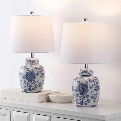 Sandra 20" Table Lamp (Set Of 2) - TBL4630 - White/Blue - Safavieh 4 Sandra 20" Table Lamp (Set Of 2) - TBL4630 - White/Blue - Safavieh - Image 2