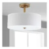 11.3" Clara 3 Light Semi Flush Drum Light Gold - Safavieh -Lighting Store GUEST 856679a7 b661 46fd 9b33 32e695461528
