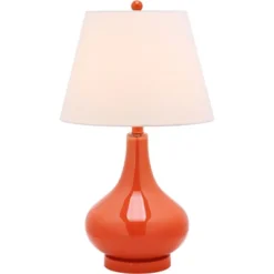 Amy Gourd Table Lamp - 24 Inch Height - LIT4087 - Orange - Safavieh