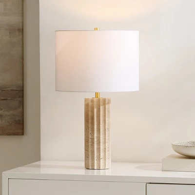 Remi 23.5" Travertine Table Lamp - Beige - Safavieh 5 Remi 23.5" Travertine Table Lamp - Beige - Safavieh - Image 3