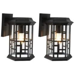 Carwen 8.46" Outdoor Sconce (Set Of 2) - PLT7008 - Black - Safavieh