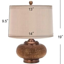 Alexis Gold Beaded Table Lamp - 19 Inch Height - LIT4016 - Taupe - Safavieh -Lighting Store GUEST 960074c0 f36a 49c4 96e3 bfd80ca21e16