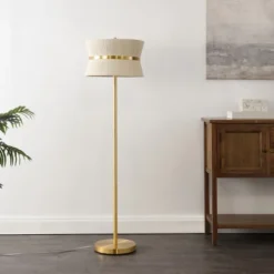 Kora 2 Light 55-63" Floor Lamp - FLL4136 - Bleached Natural/Brass - Safavieh -Lighting Store GUEST 99b94617 66e8 48c4 8032 7d53ff69026b