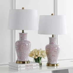 Calli Table Lamp (Set Of 2) - 28 Inch Height - TBL4161 - Pink/White - Safavieh -Lighting Store GUEST a2e504af 1d95 48d9 b2a6 b2166bdb68b1