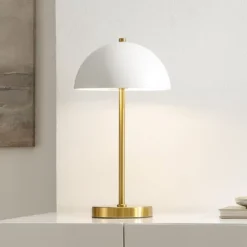 Goldie Table Lamp - 18 Inch Height - TBL4566 - Brass/White - Safavieh -Lighting Store GUEST abda4049 b17e 4976 86fb 9e2f14bc0b39
