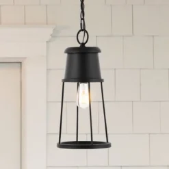 Laela 8.4" Outdoor Pendant - PLT4035 - Black - Safavieh -Lighting Store GUEST aeac06b5 78a7 4fac 9987 5b883ea313aa