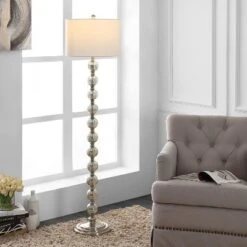 Cace Floor Lamp - Nickel/Ivory - Safavieh -Lighting Store GUEST b6f9f265 aa39 49c2 9b50 3ab4d656fa9b
