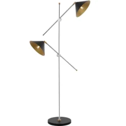 Dwyer 2 Light 67.5 Inch Floor Lamp - Black/Chrome - Safavieh