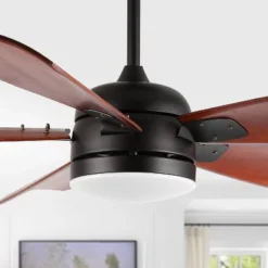Durden Led Light 57" Ceiling Fan - CLF1029 - Black - Safavieh -Lighting Store GUEST bc59b26c 0eec 48d9 9cc6 11f009402855