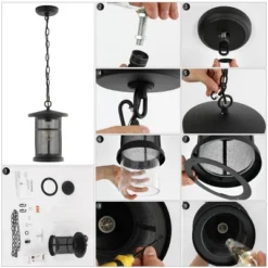 Osprey 8" Outdoor Pendant - PLT4030 - Black - Safavieh -Lighting Store GUEST be627d2f bbf7 48b7 9392 337d4d6c8fcd