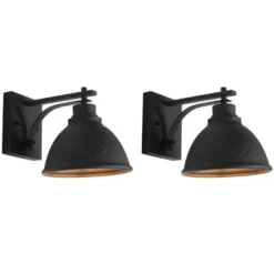 Melila 7.87" Outdoor Sconce (Set Of 2) - PLT7018 - Black - Safavieh