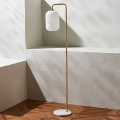 Santina 60" Floor Lamp - FLL7007 - Gold/White Marble - Safavieh -Lighting Store GUEST c455dcab 8918 428d 9466 c62617201a48