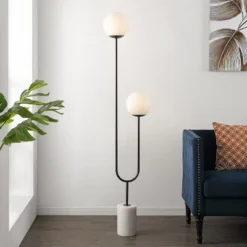Leif Iron & Marble Floor Lamp - Black/White - Safavieh -Lighting Store GUEST c705720e 5a94 40ac a6e7 8da59c23ee5f
