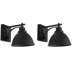 Melila 7.87" Outdoor Sconce (Set Of 2) - PLT7018 - Black - Safavieh -Lighting Store GUEST cf18ce4a 3c38 4496 86c9 4e4e21963994