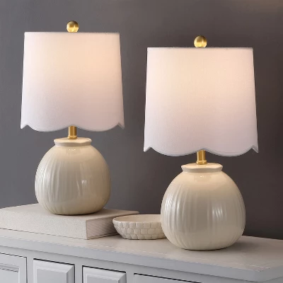 Devi 20.25" Table Lamp (Set Of 2) - TBL4631 - White - Safavieh 4 Devi 20.25" Table Lamp (Set Of 2) - TBL4631 - White - Safavieh - Image 2